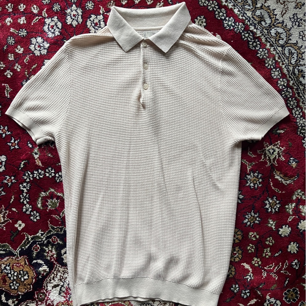 Mango Textured Cream Polo Shirt